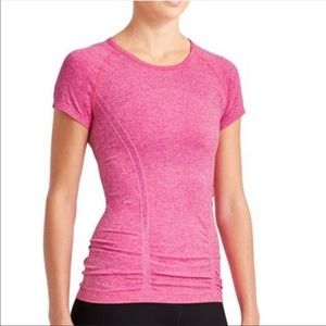 Athleta Fastest Track Short Sleeve Ruched Top Pink